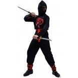 P'TIT Clown re66273 - Déguisement enfant Ninja noir et rouge taille 7/9 ans