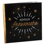 LIVRE d'or Joyeux Anniversaire étincelant, Noir/Or