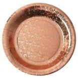 SANTEX 7189-20, Sachet de 10 Assiettes Etincelantes métal rose Gold