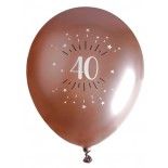 Sachet de 6 ballons Age étincelant 30cm, Rose Gold 40 ans