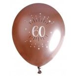 Sachet de 6 ballons Age étincelant 30cm, Rose Gold 60 ans