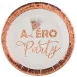 Paquet de 10 Assiettes Apéro Party 22,5cm, Blanc/Rose Gold