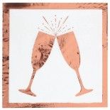 Sachet de 20 Serviettes Apéro Party, Blanc/Rose Gold