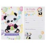 Lot de 6 cartes d'invitation Panda