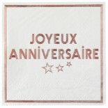 SANTEX 7985-1, Sachet de 10 serviettes anniversaire Star d'un jour Blanc/Rose Gold