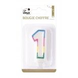 P'TIT Clown re80191 - Bougie anniversaire colorée chiffre 1