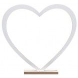 Grand décor de table Coeur blanc en bois 39 cm