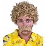 P'TIT Clown re81186 - Perruque et moustache LUCIEN, courte frisée, blond