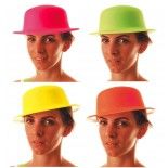 Chapeau melon fluo plastique (x1)