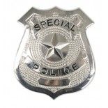 Badge Police en métal argenté (broche)
