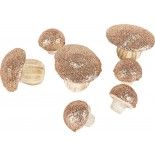 Lot de 7 Champignons en mousse 3,5/6,5 cm paillettes Rose Gold