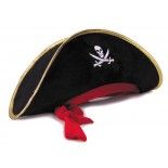 Chapeau de Pirate bicorne noir/or/rouge, adulte