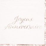 Party Pro 9133JARG, Sachet de 16 serviettes Joyeux Anniversaire blanc et Rose gold