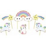 Party Pro 913552, Sachet de 6 pics à Gateau cake topper licorne