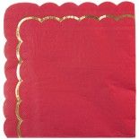 Party Pro 91362, Sachet de 16 serviettes festonnées Rouge et Or