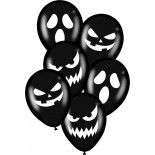 Sachet de 6 ballons Noirs visages Halloween