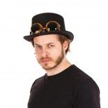 P'TIT Clown re95840 - Chapeau haut de forme steampunk avec lunettes