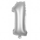 Ballon mylar 100cm CHIFFRE 1, Argent