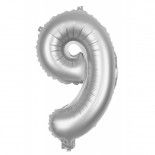 Ballon mylar 100cm CHIFFRE 9, Argent