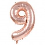 Party Pro 333799, Ballon mylar 36cm CHIFFRE 9, Rose Gold