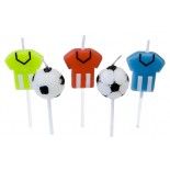 Lot de 5 Bougies football sur pique