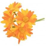 Mini-bouquet de 6 Marguerites 11cm sur tige, Orange