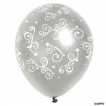 Sachet de 8 ballons décos Arabesques, métalliques Argent