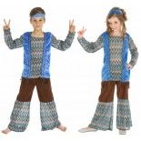 Chaks C4258116, Déguisement Hippie Vintage bleu 116cm, 4-6 ans