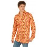 Chaks C4404XL, Chemise disco motifs carré jaune/rouge homme, taille XL