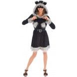 Chaks C4434S, Déguisement Robe capuche Miss Raccoon adulte, taille S