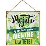 Plaque métal MOJITO Menthe à la tête 20x20cm