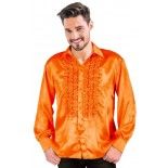 Chemise disco satin Orange, adulte M/L