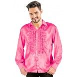 Chemise disco satin Rose, adulte M/L