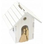 Petite Boite Maison des mariés 7,7cm en bois blanc/Or