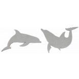 Sachet de 9 Confettis de table Dauphins en bois gris 5cm