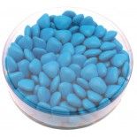 Boite ronde 150g dragées mini-coeur au choco - TURQUOISE brillant