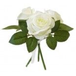 Bouquet de cortège 3 roses 20cm avec ruban, crème