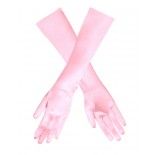 Gants de fête satin rose clair, 40 cm