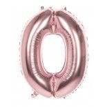 Ballon mylar rainbow 86cm CHIFFRE 0, Or rose