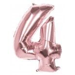 Ballon mylar rainbow 86cm CHIFFRE 4, Or rose