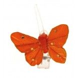 Sachet 4 Mini-Papillons STRASS sur pincette, Orange