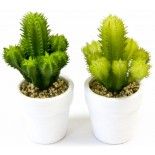 Petit Cactus artificiel 13cm assorti en pot