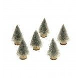 Lot de 6 mini-Sapins pailletés 7cm sur rondin, Argent