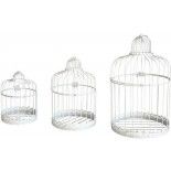 Set de 3 Cages métal Rondes blanches vintage