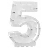 Structure 63,5cm en carton/film pour ballons, Chiffre 5 Blanc