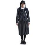 Uniforme Mercredi™ noir/gris à rayures adulte, M