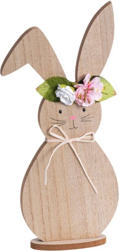 Pâques écrit en bois coloré avec lapin et fleurs (51.55.39) - Art From  Italy